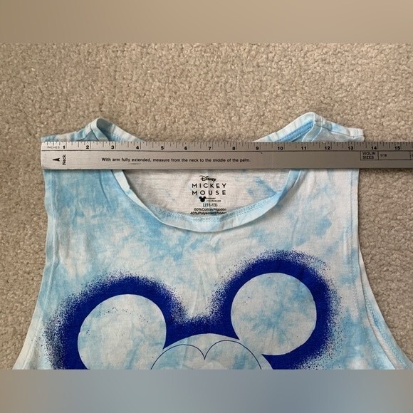 Disney Mickey Mouse Graphic Blue White Tie Dye Airbrushed Sleeveless Tank Top L - Picture 6 of 9